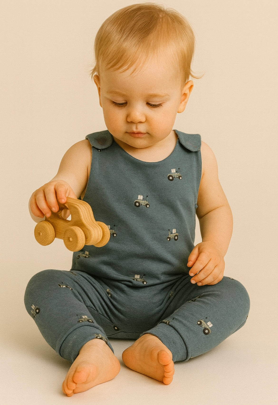 Aspen Romper - Organic Jersey - Tractors - 9-12m