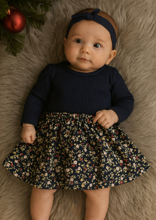 Children’s Skirt - Navy Floral - 0-3m