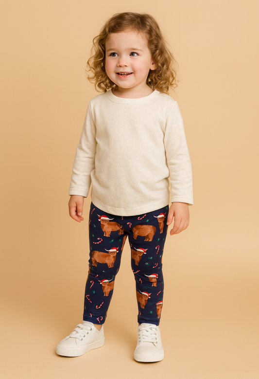 Children’s leggings - Santa’s Highland Cows - 3-6m
