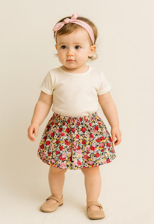 Children’s Skirt - Ditsy Daisy Fabric - 3-6m/18-24m/2-3y