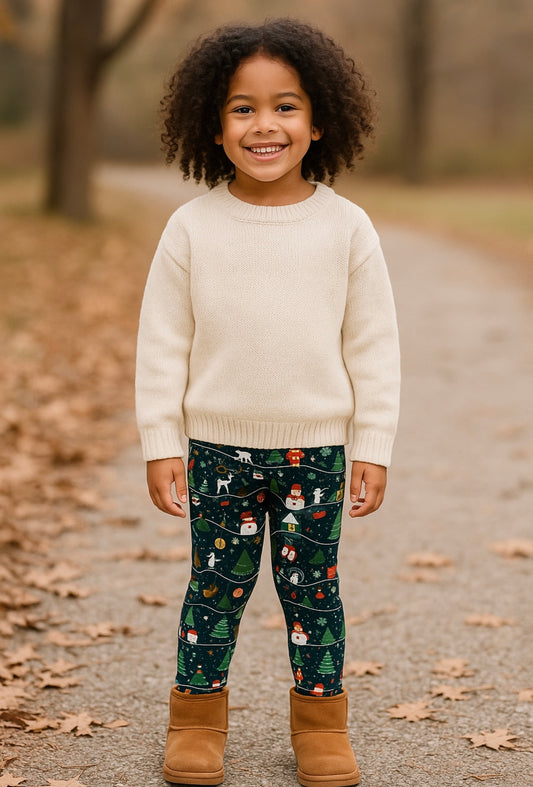 Children’s leggings - snowmen - 12-18m