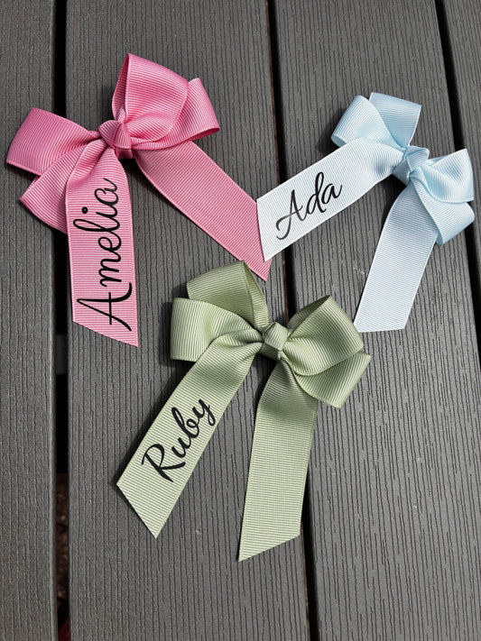 Personalised Hair Bow | Name Bow | 24 Colours | Grosgrain Clip Bow