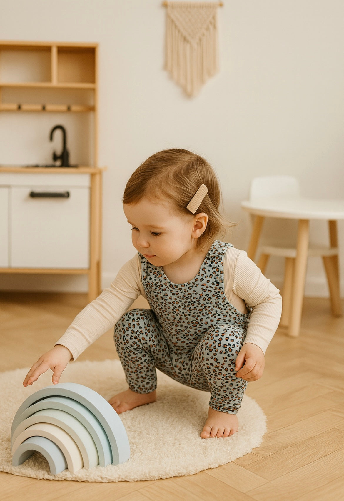 Aspen Romper - Baby Blue Leopard Print - 9-12m/18-24m available