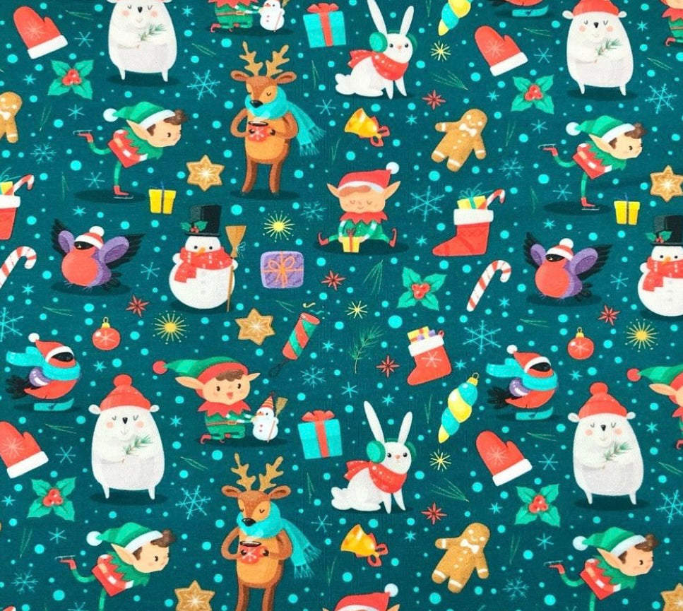 Children’s Skirt - Stretch Cotton Jersey - Santa’s and Elves - 18-24m - Christmas