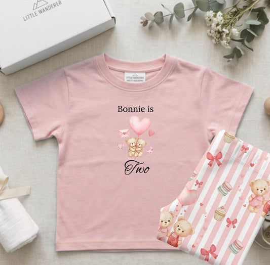 Personalised Kids Leggings & Tshirt Lounge Set | Custom Birthday Outfit | Handmade UK | 0-5Y